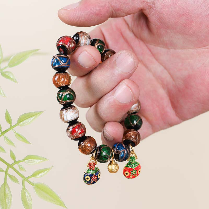 Buddha Life Fragrant Ash Glazed Bracelet, Gold-swallowing Beast Multicolored Bracelet.