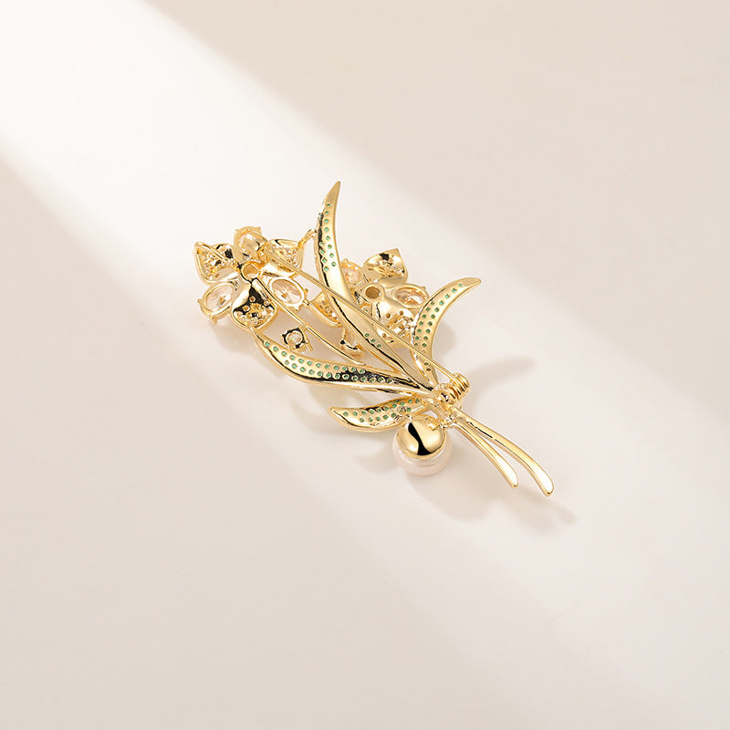 Colored Zircon Natural Freshwater Pearl Bouquet Brooch