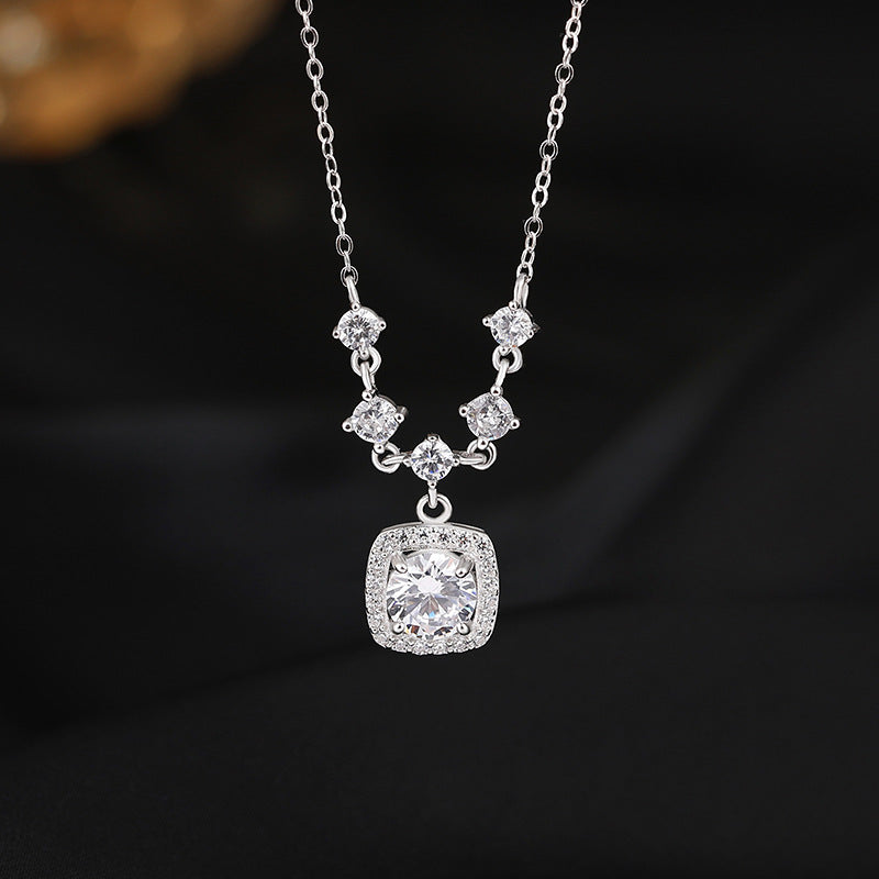 Dapaza 999 Sterling Silver Sugar Cube Necklace Women