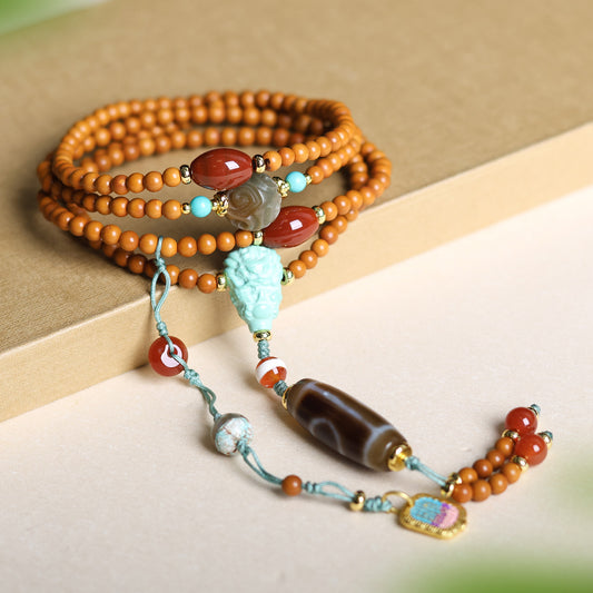 Tibetan Jewelry Dzi Bead Nanhong Agate Olive Pit Multi-circle Bracelet Women's
