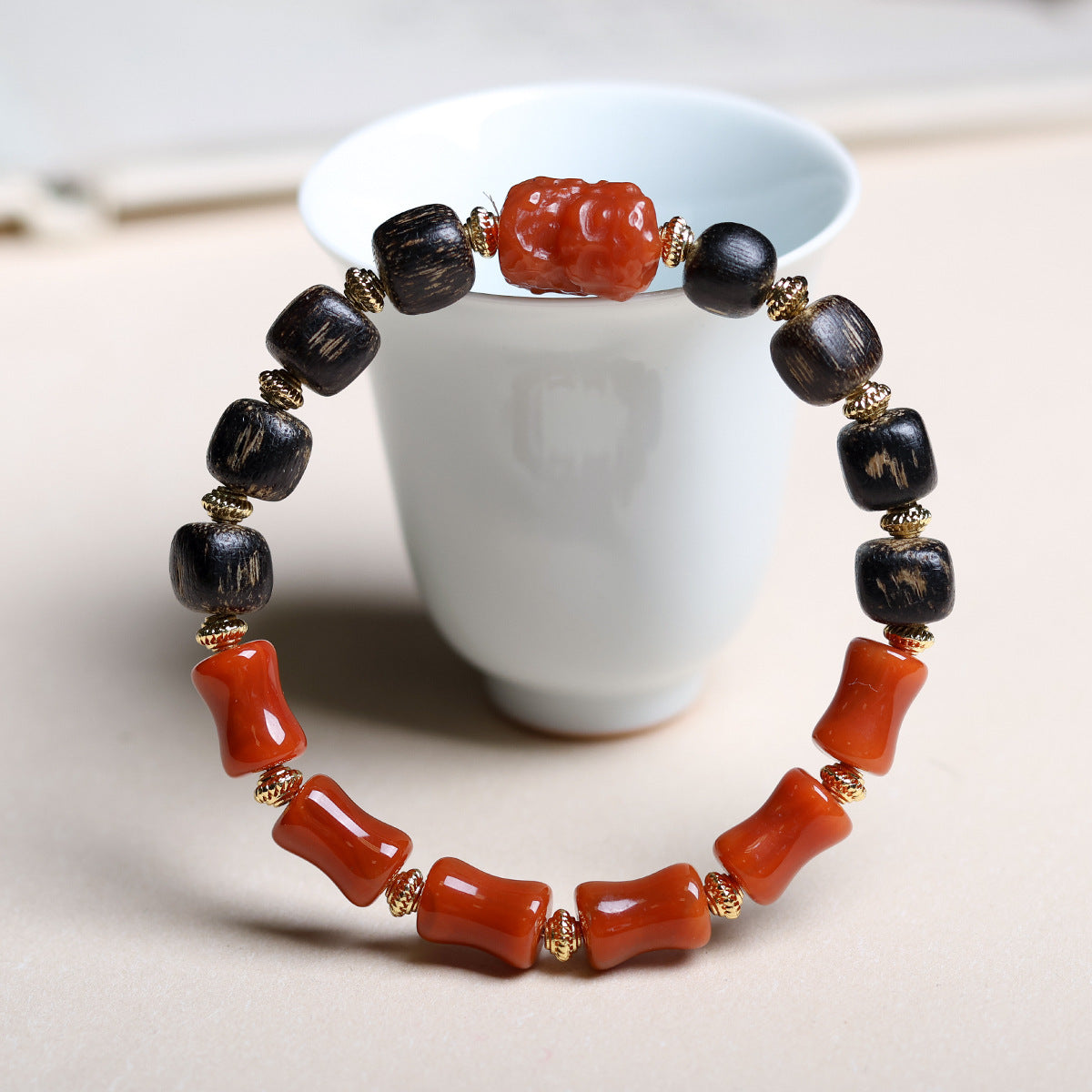 Buddha Life Agarwood Random Bead Bracelet Tibetan Beeswax Bead Bracelet
