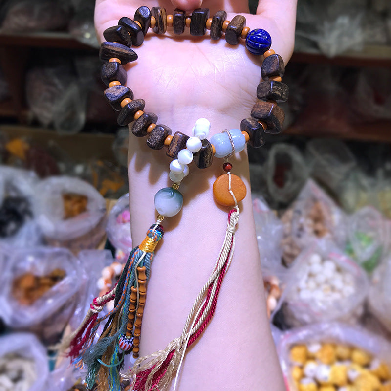 Buddha Life Agarwood Random Bead Bracelet Tibetan Beeswax Bead Bracelet