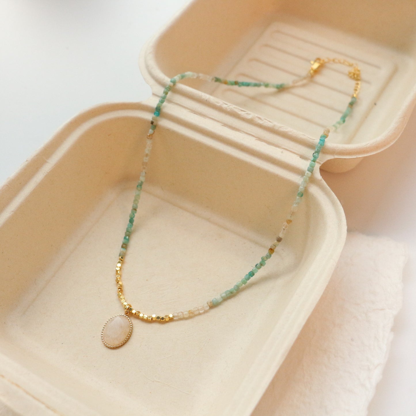Buddha Life Natural Hetian Stone with Baroque Pearls, Necklace Bracelet, Copper-plated 18k Gold