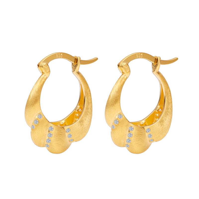 New S925 Sterling Silver Spiral Twist Earrings Niche Design French Retro Ear Jewelry