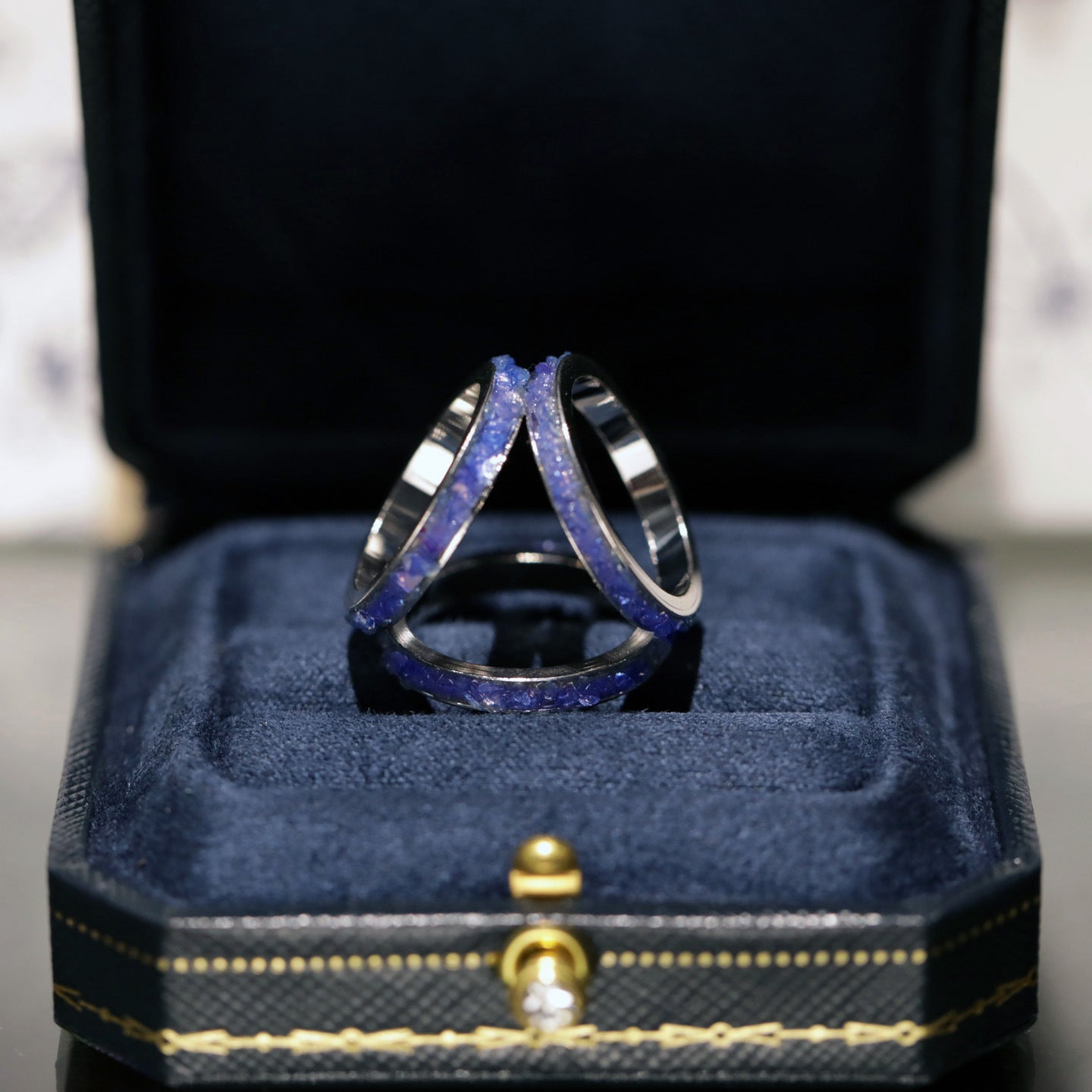 Color Crystal Three-ring Silk Scarf Buckle, Diamond-set Fashionable and Simple Accessories