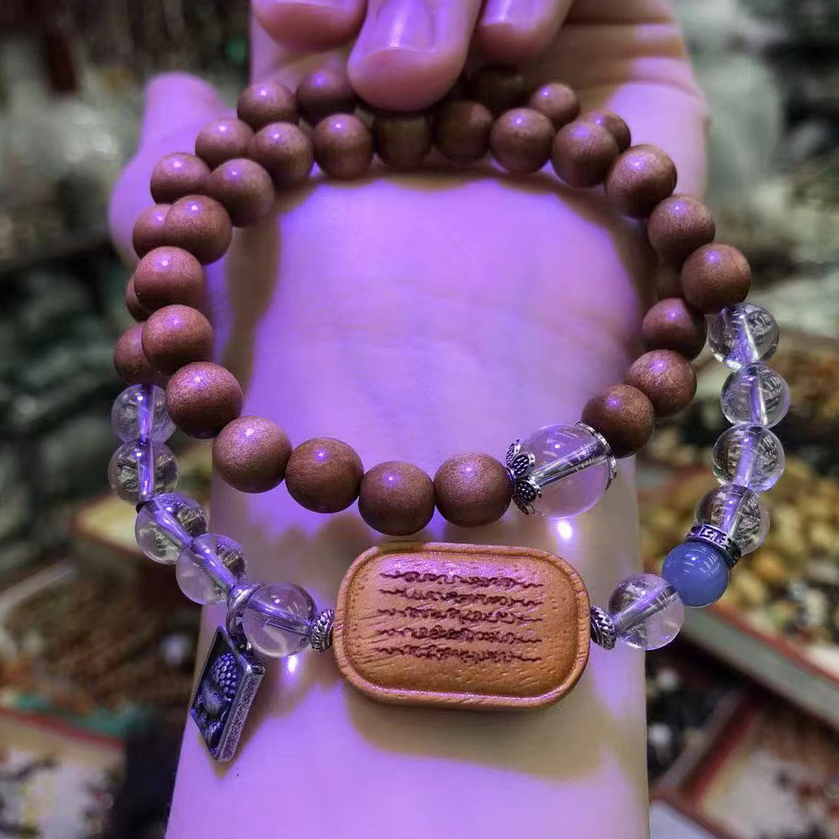 Buddha Life Sandalwood with Natural White Crystal Bracelet