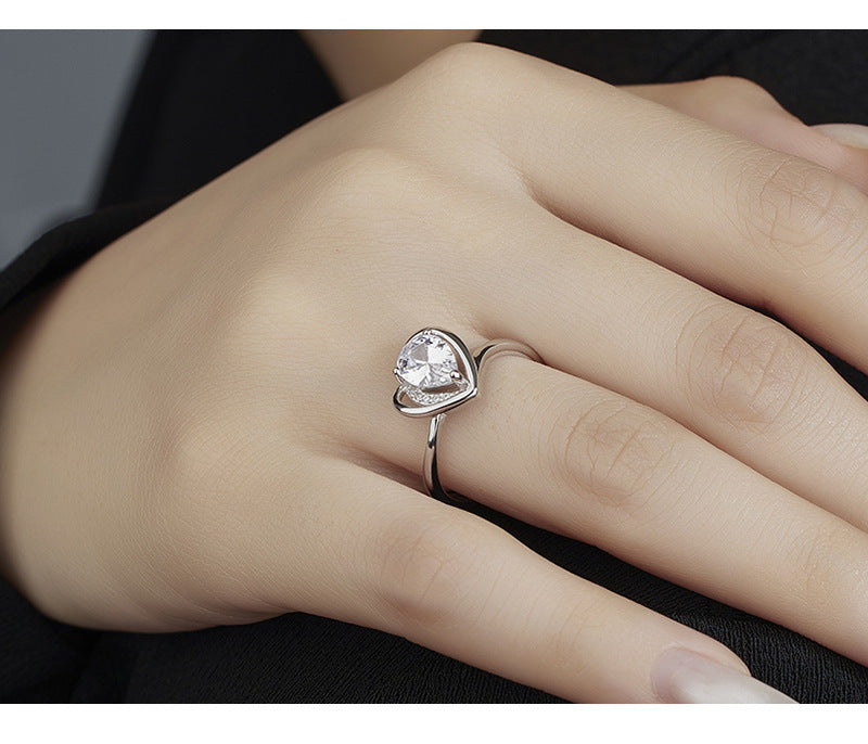 925 Sterling Silver Love Zirconium Ring