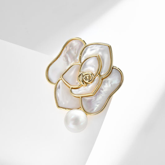 Dapaza Camellia Mother of Pearl Brooch