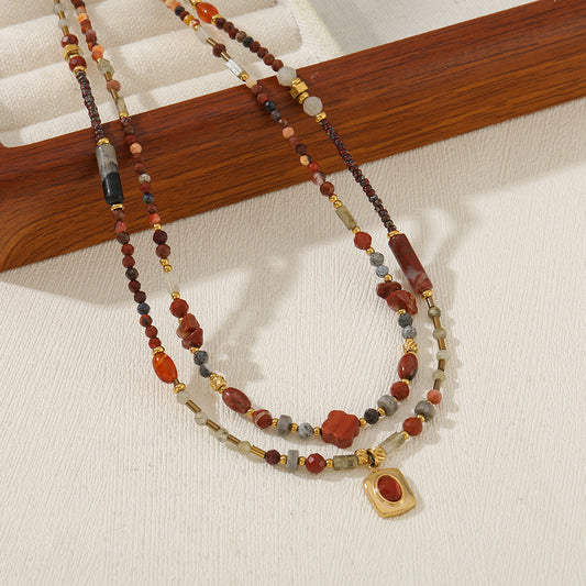 French Retro Natural Stone Necklace