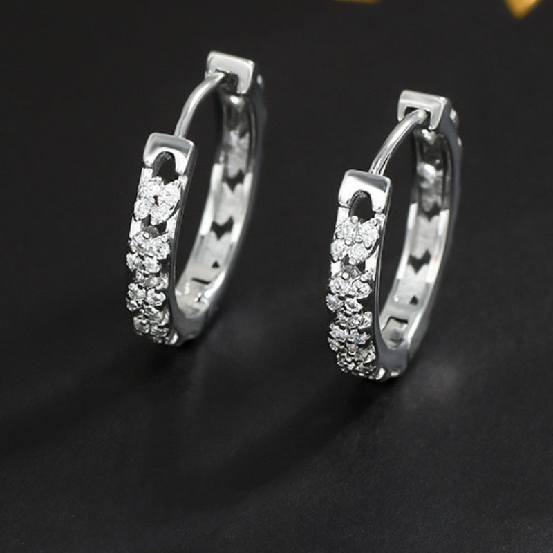 925 Silver Plated 18K Gold Round Diamond Earrings