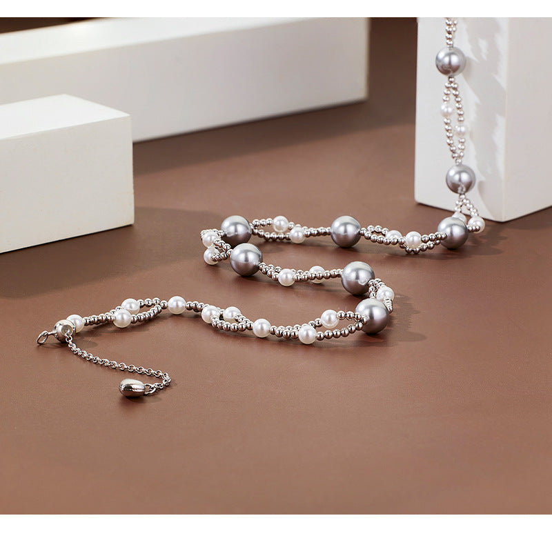 S925 Sterling Silver Pearl Bead Necklace