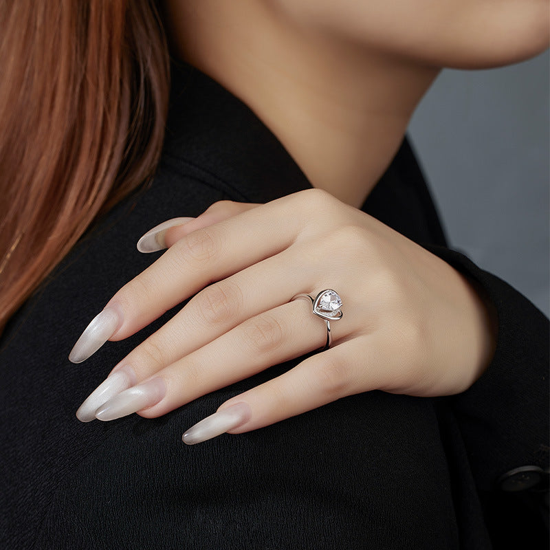 925 Sterling Silver Love Zirconium Ring