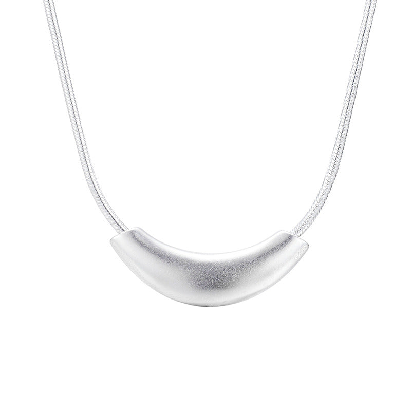 Dapaza S925 Sterling Silver Matte Scrub Snake Bone Necklace