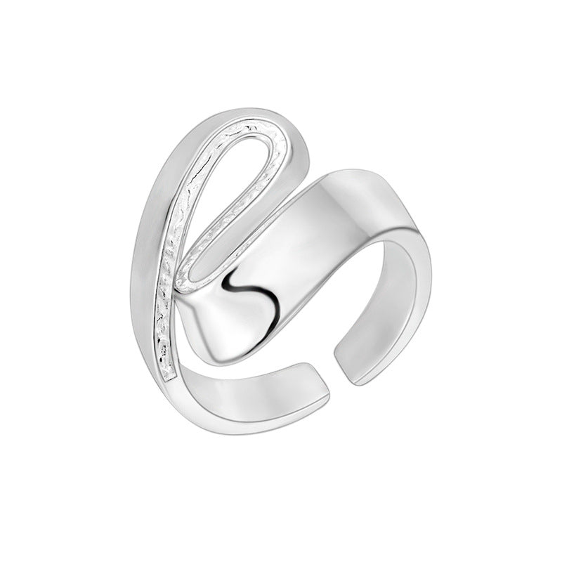 S925 Sterling Silver Ring Feminine Geometric Curve S-Shaped Adjustable Ring