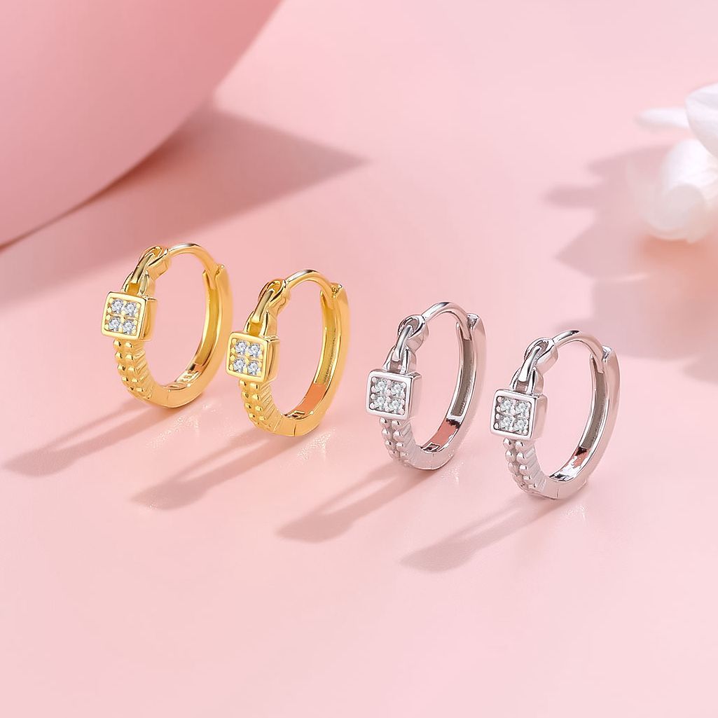 Dapaza 925 Sterling Silver Square Diamond Earrings