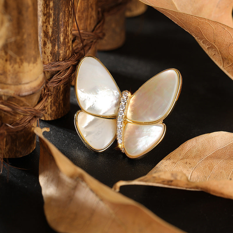 Break The Cocoon Into A Butterfly Natural Shell Butterfly Brooch
