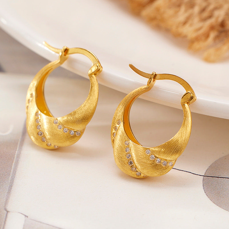 New S925 Sterling Silver Spiral Twist Earrings Niche Design French Retro Ear Jewelry