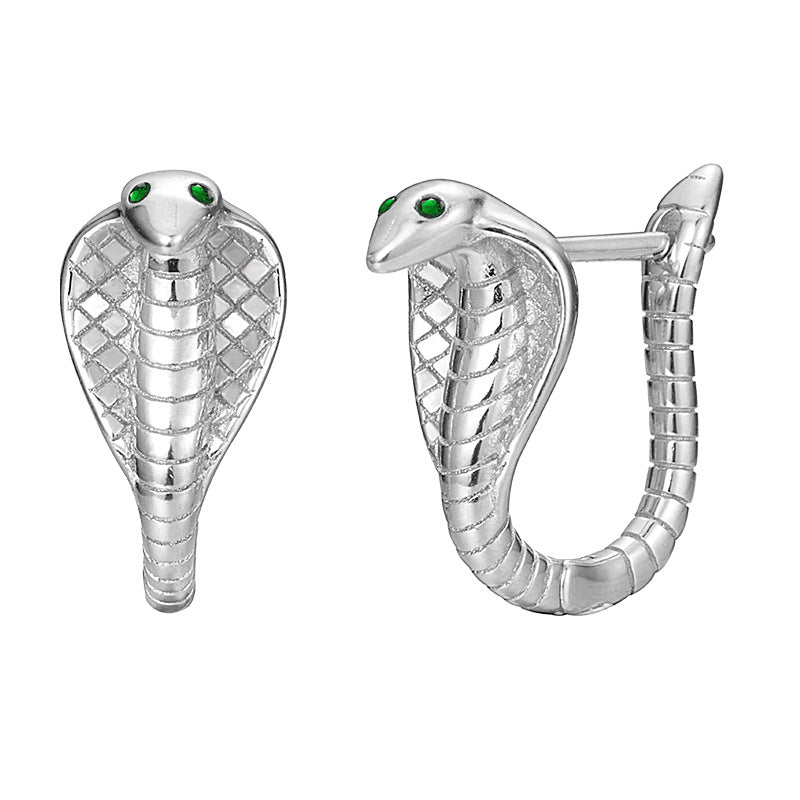 New S925 Sterling Silver Premium Cold Wind Cobra Earrings Spirit Snake Ear Buckle Male and Female Couples Ear Accessories
