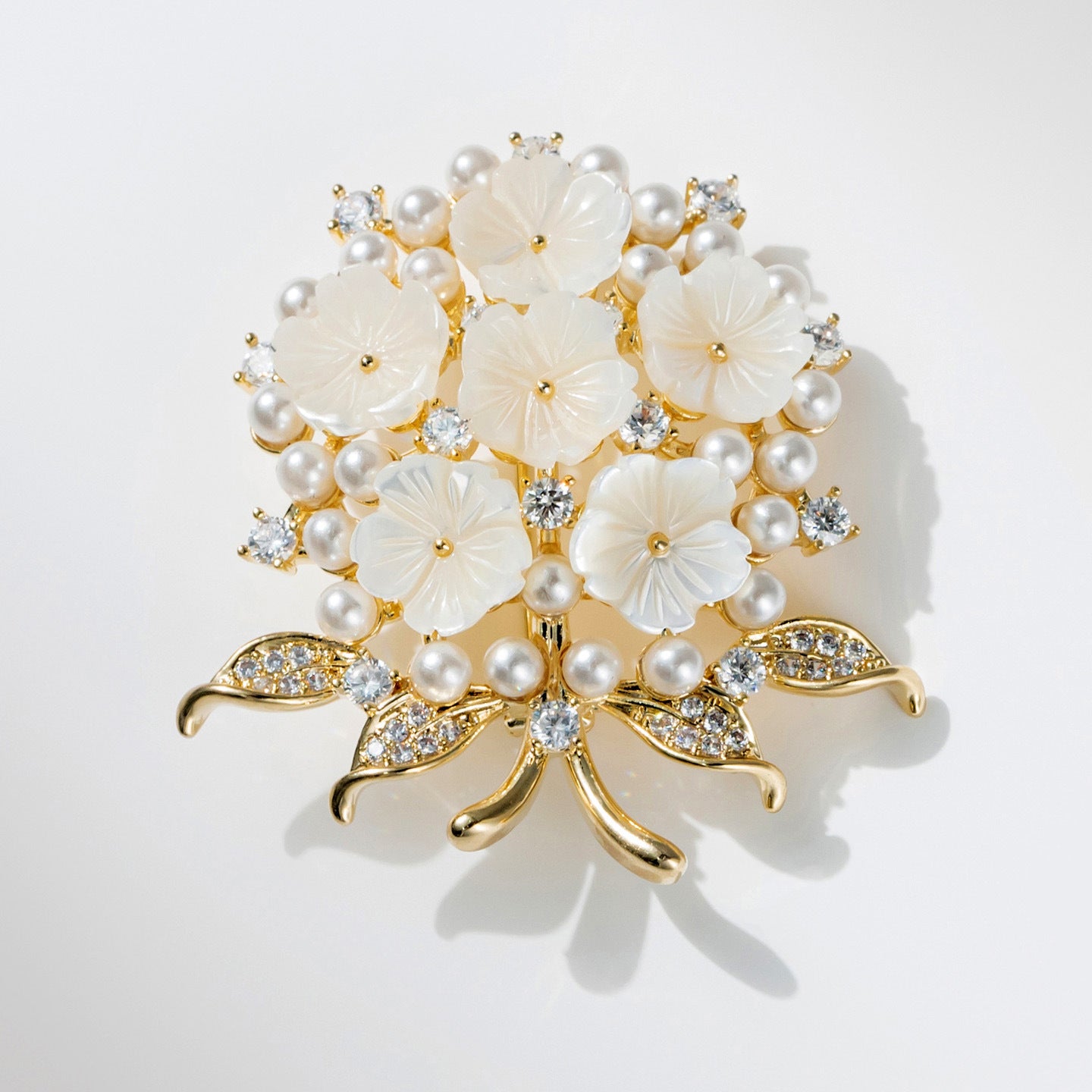 Zircon Natural Shell Pearl Fashion Women's Coat Brooch Accessories