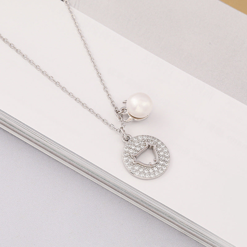 Round Pendant S925 Silver Freshwater Pearl Necklace