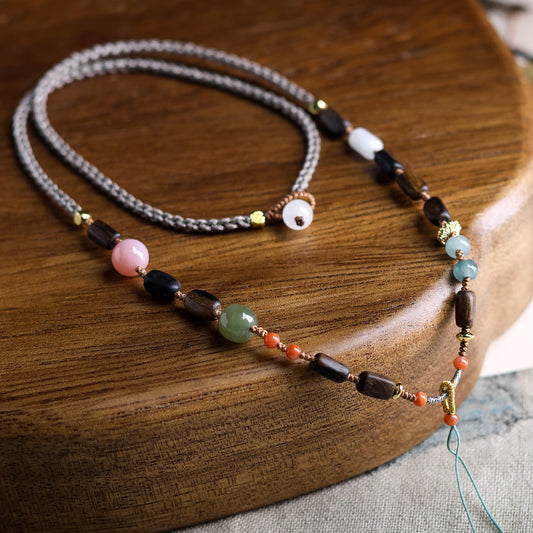 Dharagan with Bead Hand Braided Tibetan Collarbone Chain Women's Model