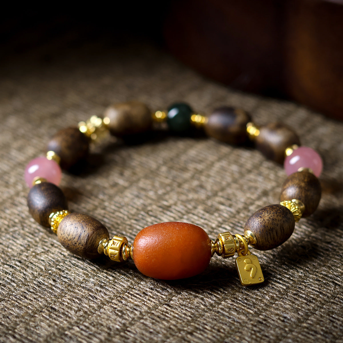 Buddha Life Old Beeswax South Red Agate Agarwood Bracelet Women's Model