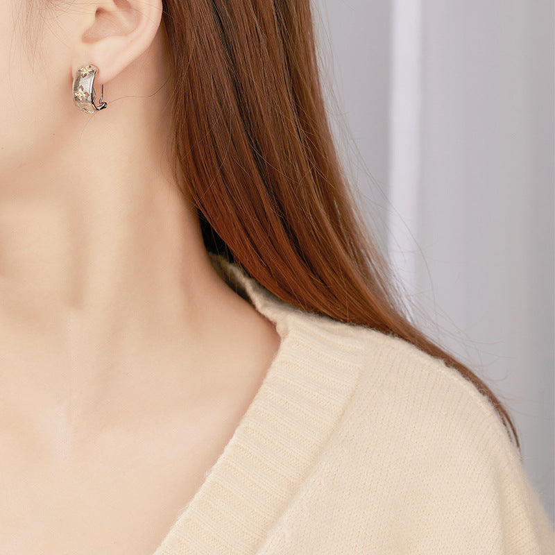 S925 Sterling Silver Italian Brushed Hollow Earrings