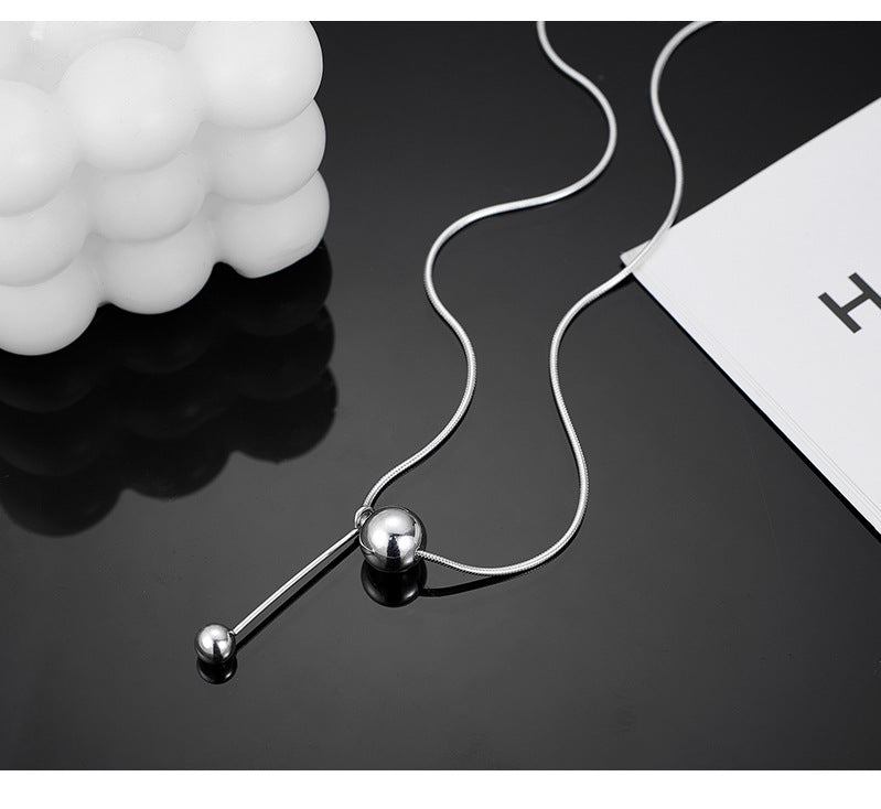 925 Sterling Silver Double Round Bead Fringed Snake Bone Chain Female Simple Niche Design