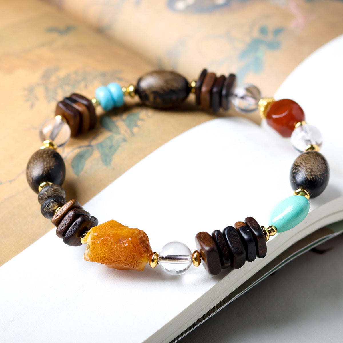 Buddha Life Agarwood Random Bead Bracelet Tibetan Beeswax Bead Bracelet