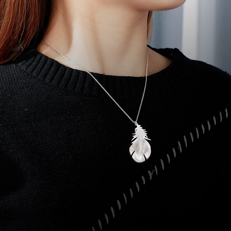 Dapaza S925 Sterling Silver Highlight Wings Two Wear Necklace Brooch