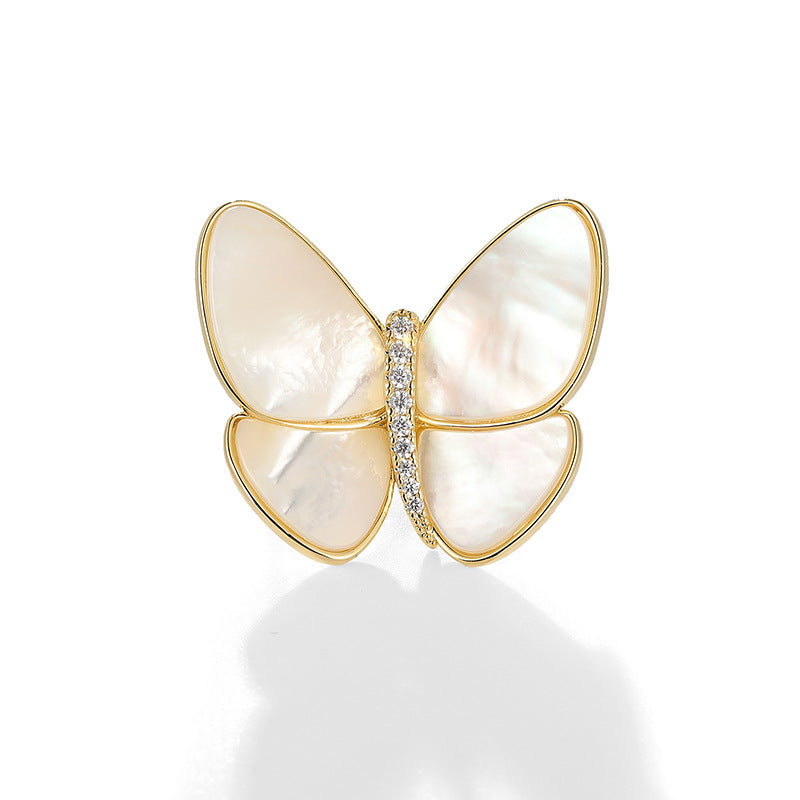Break The Cocoon Into A Butterfly Natural Shell Butterfly Brooch
