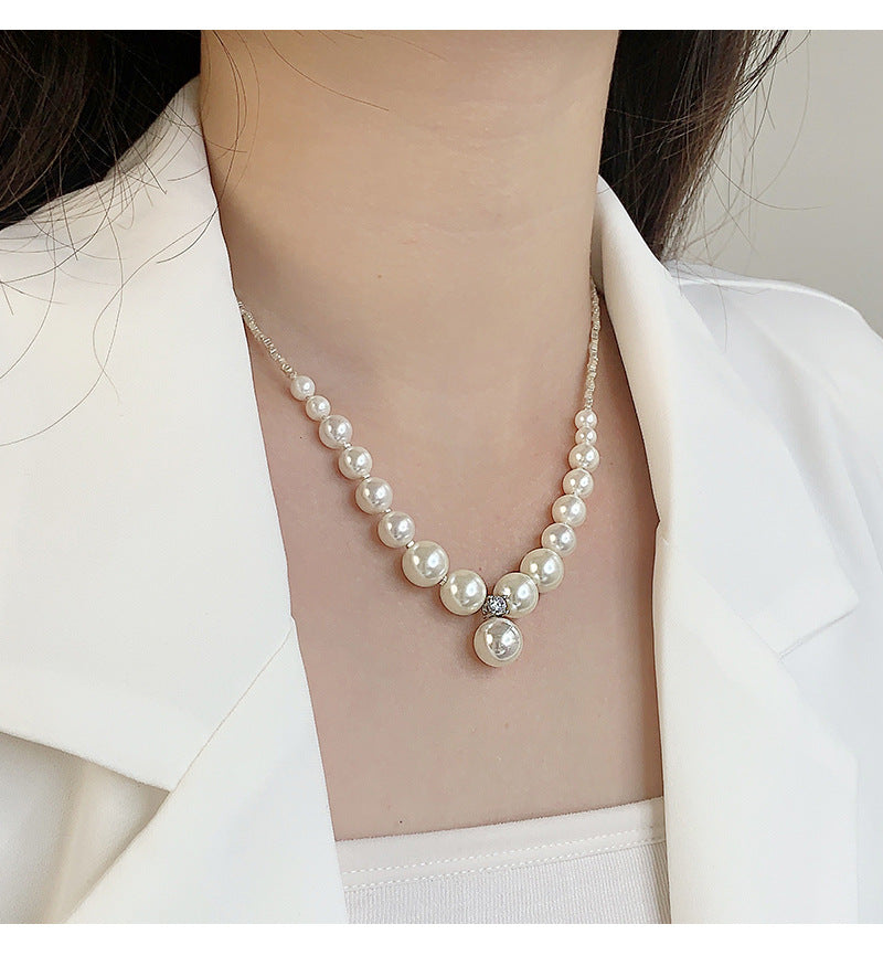 S925 Sterling Silver Shredded Silver Pearl Necklace