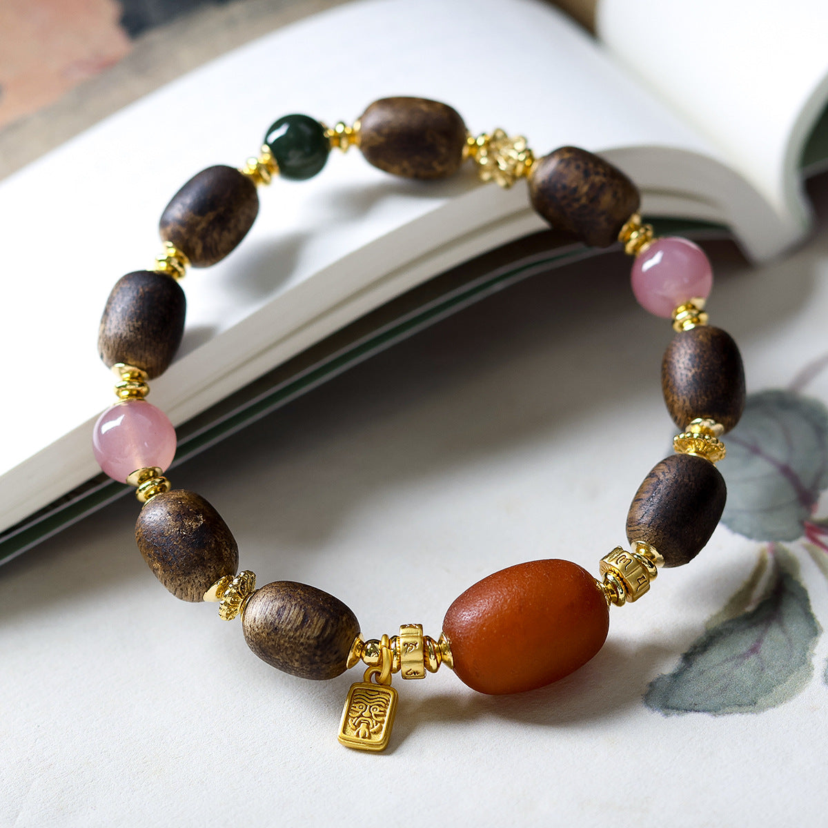 Buddha Life Old Beeswax South Red Agate Agarwood Bracelet Women's Model