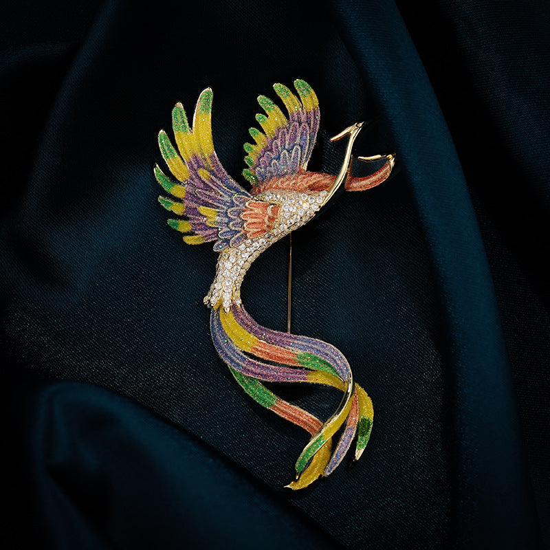 Chinese Style Colored Phoenix Brooch