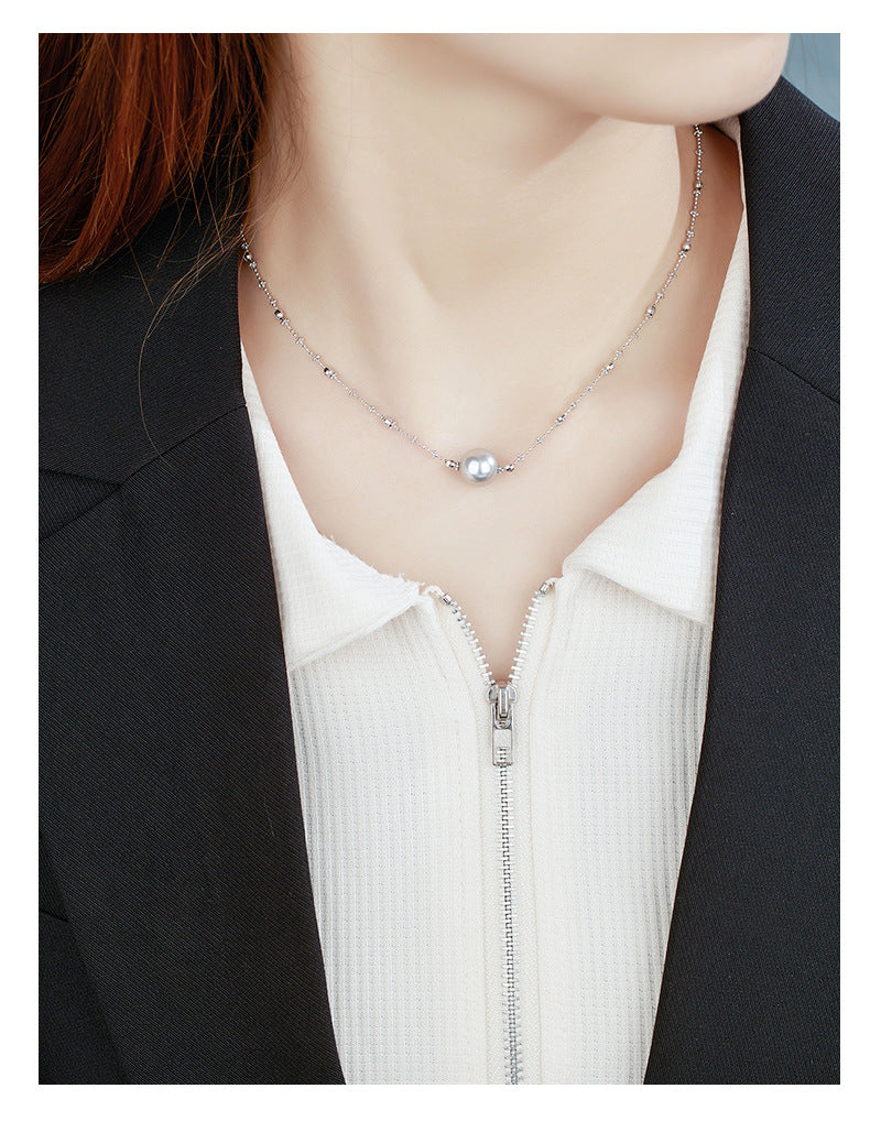 S925 Sterling Silver Fairy Necklace Female Niche Design Bead Collarbone Chain