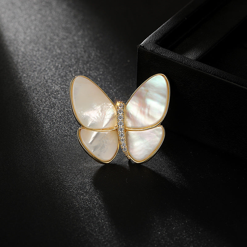 Break The Cocoon Into A Butterfly Natural Shell Butterfly Brooch