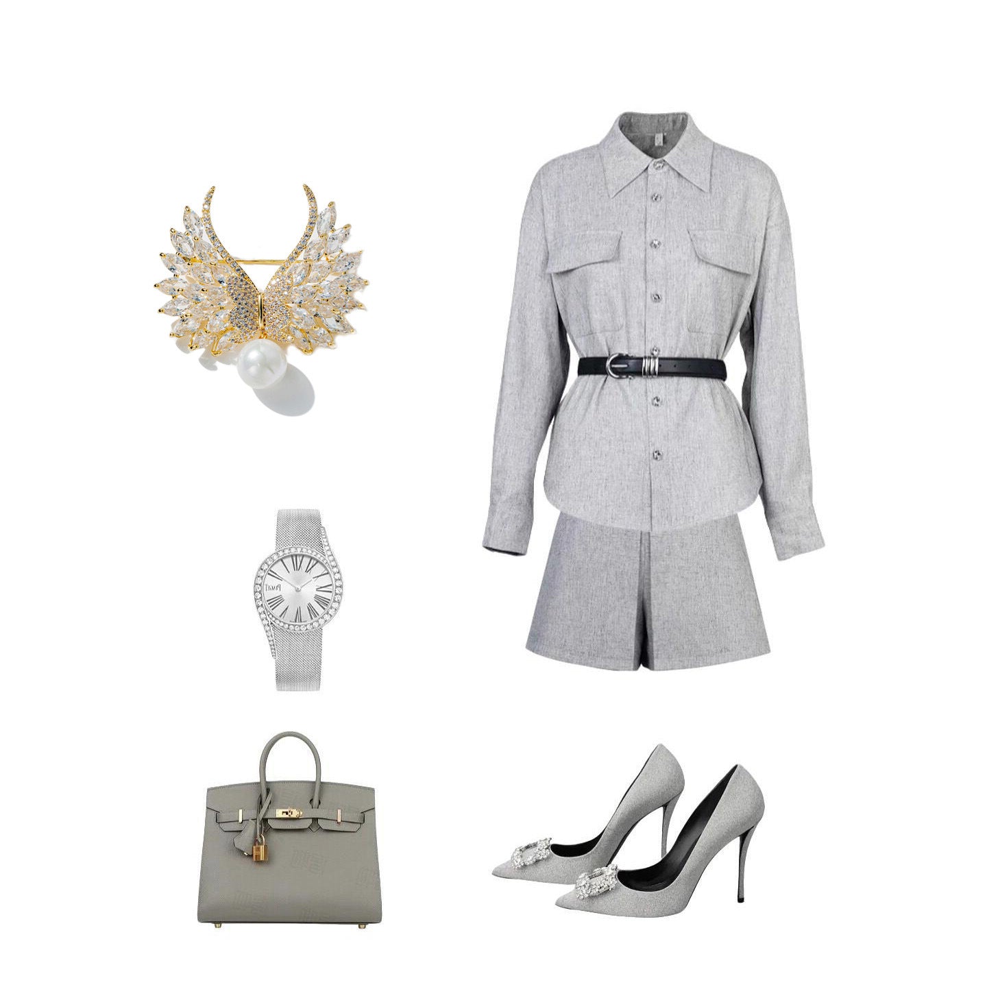 Fresh Gold White Pearl Wings Versatile Zircon Brooch