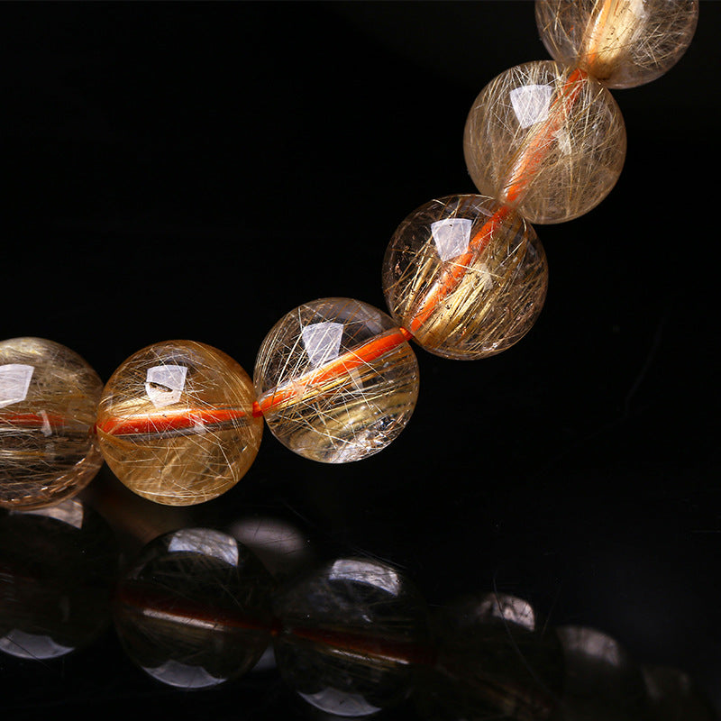 Buddha Life 7A Natural  Golden Rutilated Quartz Crystal Bracelet