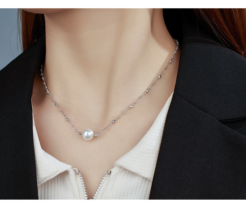 S925 Sterling Silver Fairy Necklace Female Niche Design Bead Collarbone Chain