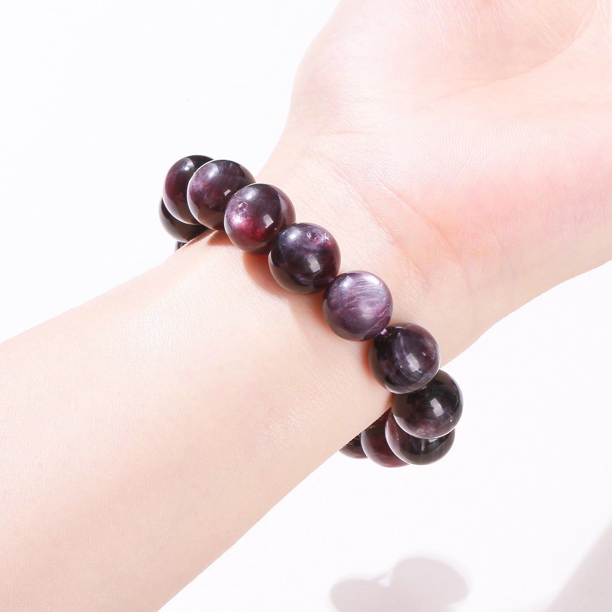 Buddha Life 5A Natural Purple Kunzite Cat's Eye Crystal Single Circle Bracelet