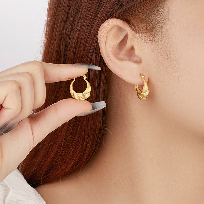 New S925 Sterling Silver Spiral Twist Earrings Niche Design French Retro Ear Jewelry