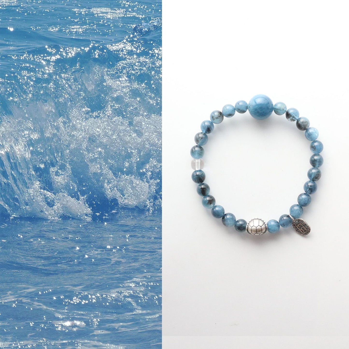 Natural Crystal Aquamarine 925 Silver Bracelet