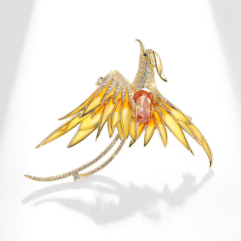 Buddha Life Chinese Style Colored Zircon Phoenix Brooch