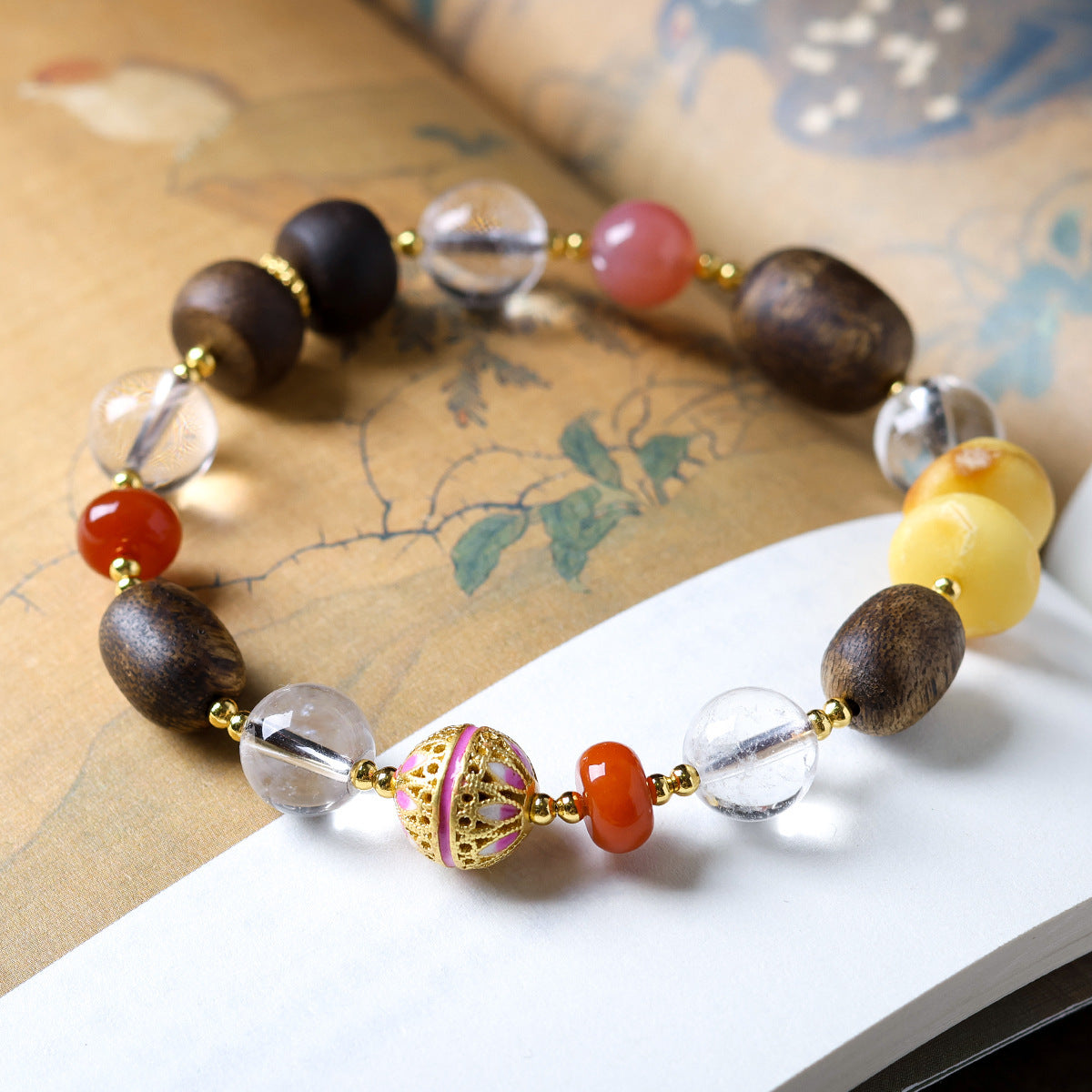 Buddha Life Agarwood Random Bead Bracelet Tibetan Beeswax Bead Bracelet