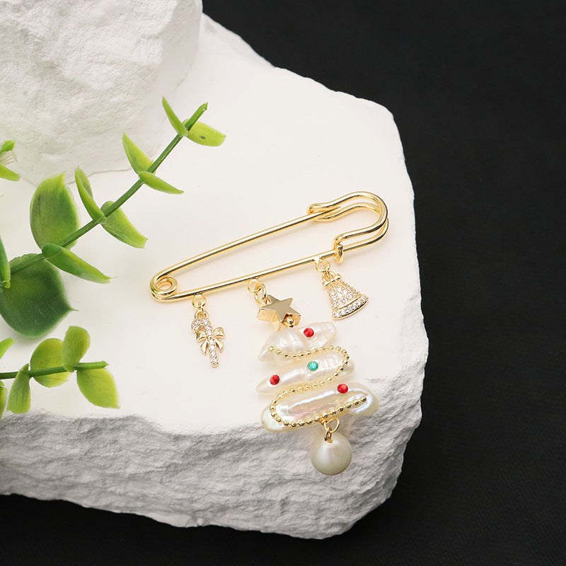 Natural Freshwater Pearl Brooch Christmas Ornament