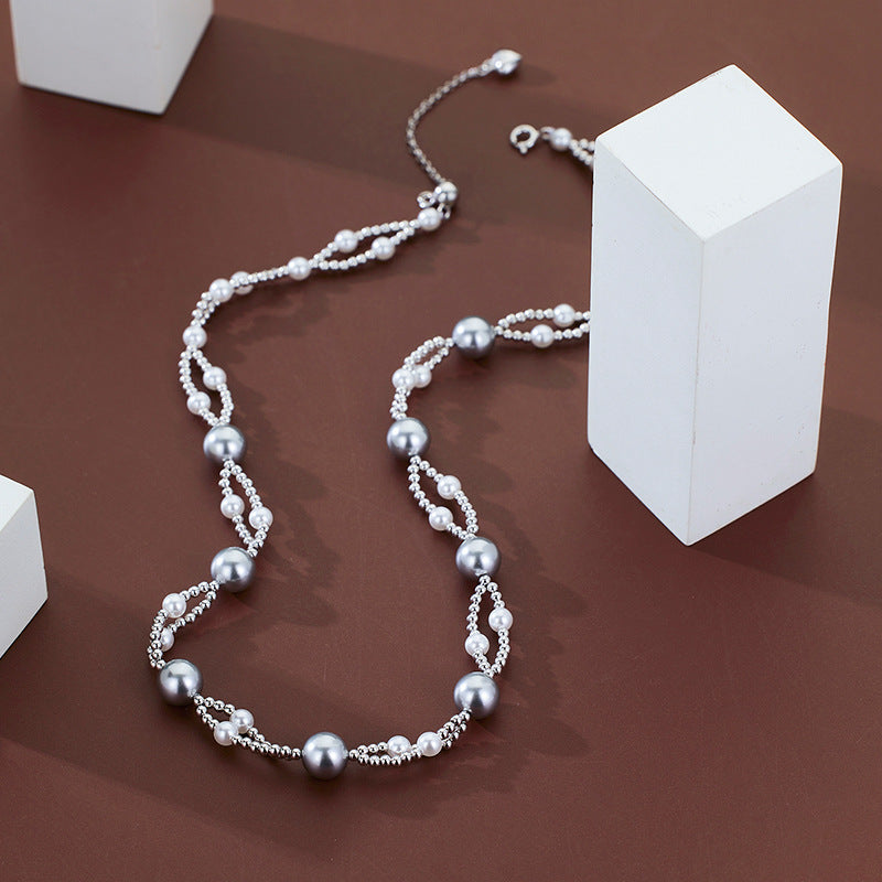 S925 Sterling Silver Pearl Bead Necklace