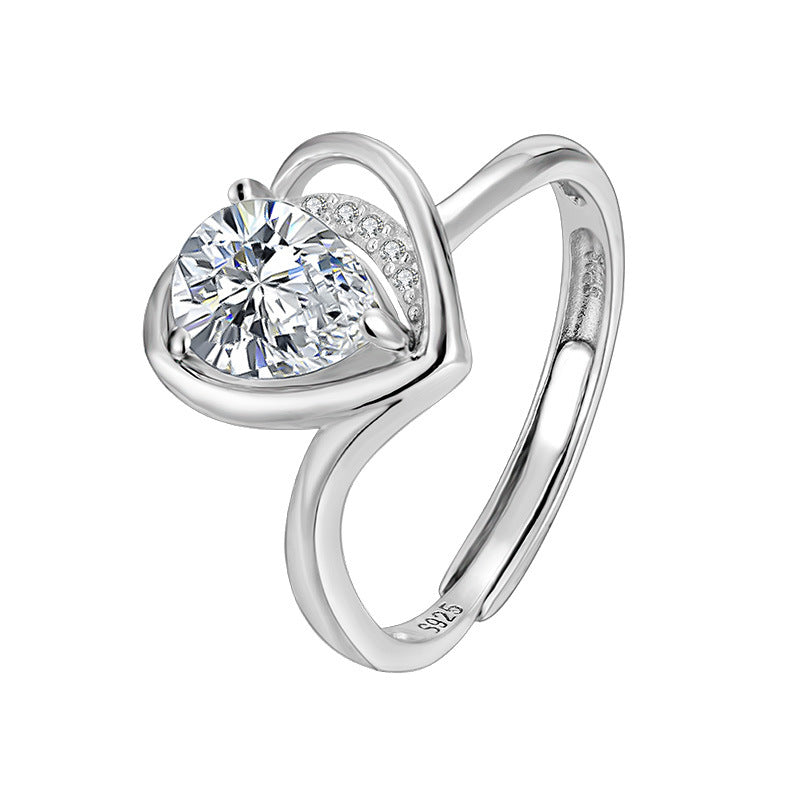 925 Sterling Silver Love Zirconium Ring