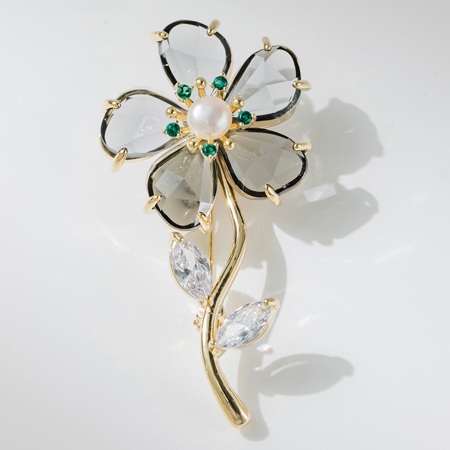 Vintage Freshwater Pearl Grey Crystal Brooch Accessories