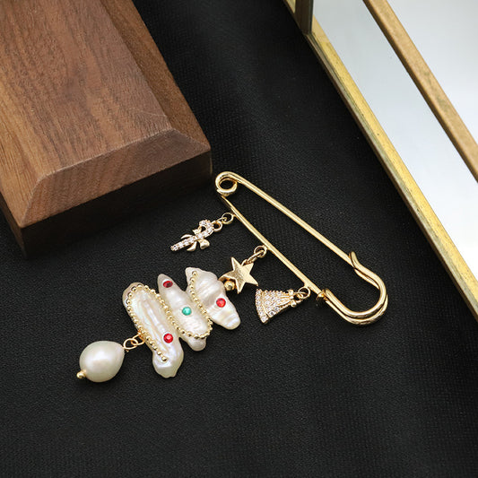 Natural Freshwater Pearl Brooch Christmas Ornament