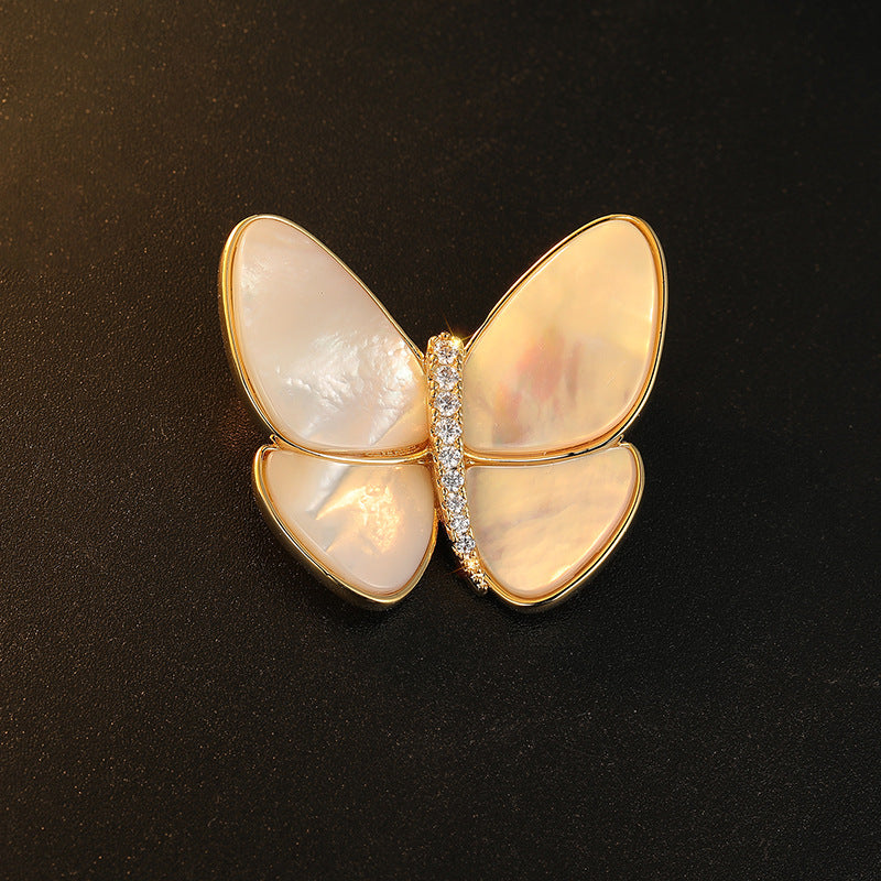 Break The Cocoon Into A Butterfly Natural Shell Butterfly Brooch